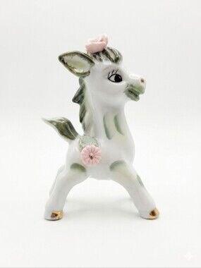 Vintage Donkey Ceramic Figurine Mid Century Nursery Kitsch